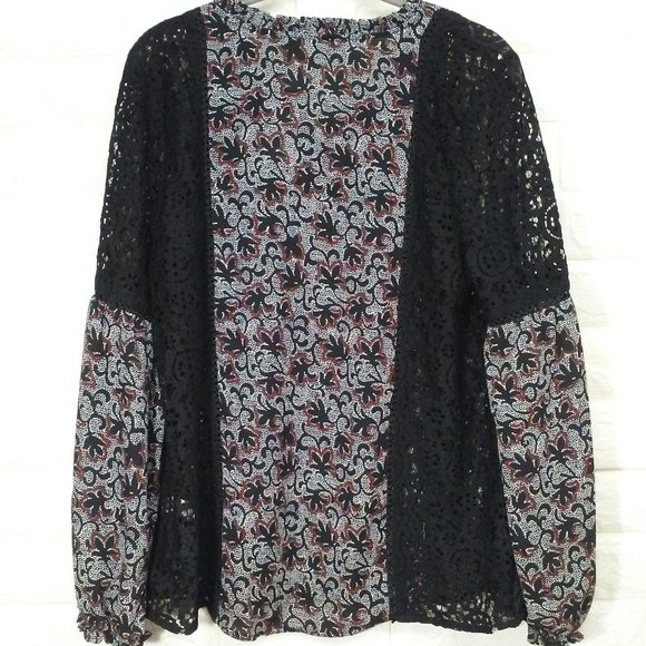 NWT CATO Boho tunic top Sz-L Black lace ruffles - Picture 12 of 12